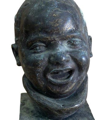 sculptuur, Volto di bambino - 19 cm - Gepatineerd brons, Antiek en Kunst