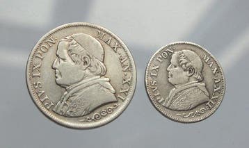 Italië, Pauselijke Staat Pio IX. 1 lira + 10 soldi 1 lira