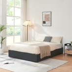 Tweepersoonsbed Nola met bedbodem kunstleer 200x140 cm zwart, Verzenden, Nieuw