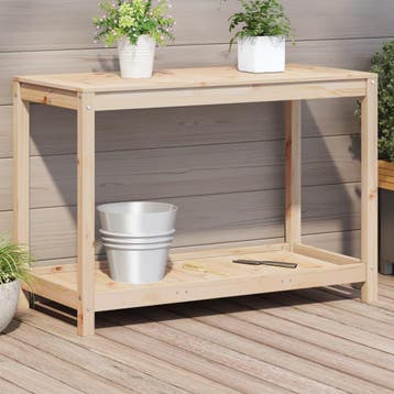 vidaXL Oppottafel met schap 108x50x75 cm massief grenenhout, Tuin en Terras, Verzenden, Nieuw