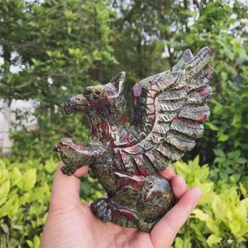 Gegraveerd Kristallen Griffioen Beeldje - 15cm Natuurlijke B