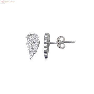 Zilveren angel wing witte zirkoon studs, Verzenden, Nieuw, Zilver