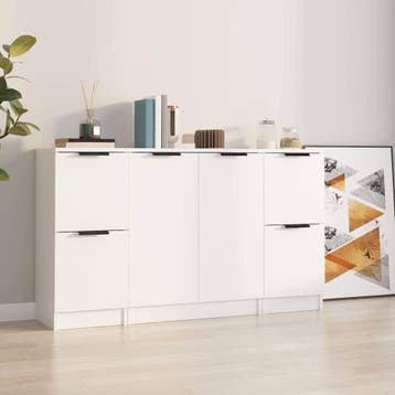 vidaXL Dressoirs 3 st bewerkt hout wit, Huis en Inrichting, Verzenden, Nieuw, 50 tot 100 cm, 25 tot 50 cm