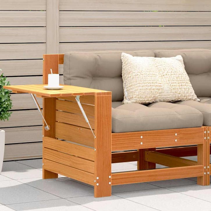 vidaXL Tuinbank met armleuning en klaptafel grenenhout, Tuin en Terras, Tuinsets en Loungesets, Nieuw, Verzenden
