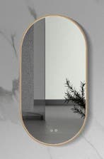 Spiegel 100 x 50 cm ovaal met ledverlichting en verwarming, Ophalen of Verzenden, Nieuw, Koper, Bad