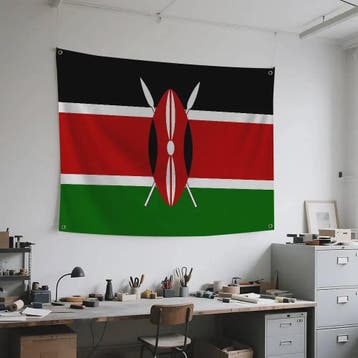 Kenya Vlag Banner - Duurzaam Polyester met 4 Ophangogen - De, Verzenden, Nieuw
