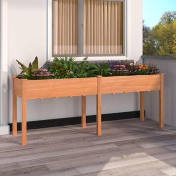 vidaXL Plantenbak met voering 203x53x76 cm massief vurenhout, Verzenden, Minder dan 60 cm, Nieuw, 60 cm of meer