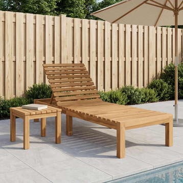 vidaXL Ligbed massief teakhout, Tuin en Terras, Verzenden, Nieuw
