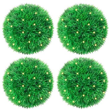 vidaXL Kunstbuxusballen met LED-verlichting 4 st 12 cm groen, Verzenden, Nieuw