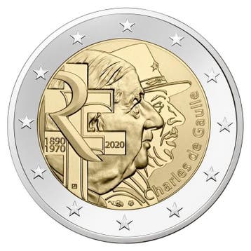 Frankrijk 2 Euro De Gaulle 2020, Verzenden