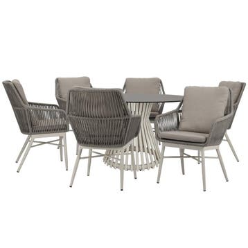 Tivoli Pasadena dining tuinset 140 cm rond 7 delig latte, Ophalen of Verzenden, Nieuw
