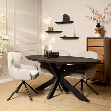 Eettafel Brandy Black | 160 cm | Ovaal | Starfurn, Ophalen of Verzenden, Nieuw