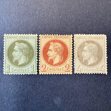 Frankrijk - Yvert 25/27 Napoléon lauré in onberispelijke, Gestempeld