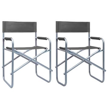vidaXL Regisseursstoelen 2 st staal grijs, Verzenden, Nieuw, Metaal