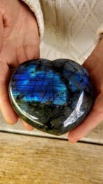 labradoriet Hart - Blauw - Turquoise kleuren - Hoogte: 9 cm, Antiek en Kunst