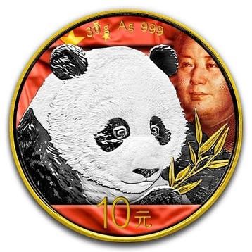 China. 10 Yuan 2018 30g Chinese Silver Panda Mao Zedong Gold, Postzegels en Munten