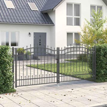 vidaXL Hekpoort met Spear Boven KAMPEN 305 x 125 cm Staal, Verzenden, Nieuw