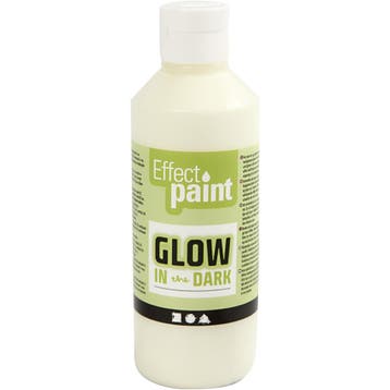 Glow in the Dark, fluorescerende geel, 250 ml/ 1 fles, Nieuw