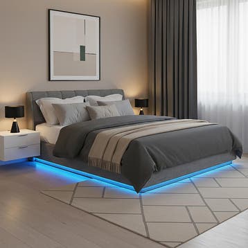 Tweepersoonsbed Tröstiar met LED 180x200 cm antraciet [en.ca, Verzenden, Nieuw