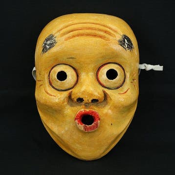 Noh masker - Hout - Hyottoko masker (Zonder minimumprijs)
