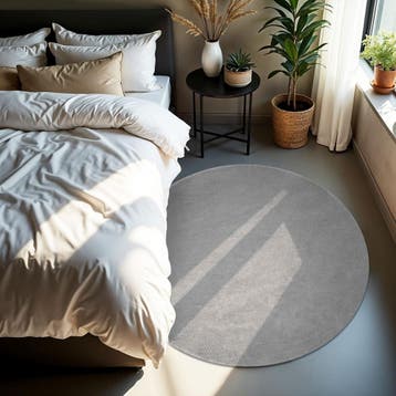 Kortpolig vloerkleed Soft Zone - Ø 120 cm, grijs, Verzenden, Nieuw