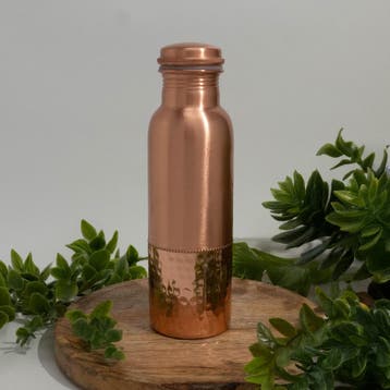 Puur koperen waterfles half gehamerd ± 750 ml (zware, Ophalen of Verzenden, Nieuw
