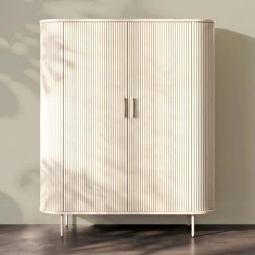 *WOONWINKEL* Tower Living Corbetta Beige Opbergkast Met Ribb, Huis en Inrichting, Kasten | Wandmeubels, Verzenden, Nieuw