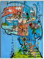 Elisée Skayzoo - L’idylle de Gaston Lagaffe et m’oiselle, Antiek en Kunst, Kunst | Schilderijen | Modern