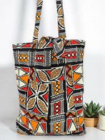 Shopper tas met Afrikaanse print - Oranje - Herbruikbare Boo, Sieraden, Tassen en Uiterlijk, Tassen | Damestassen, Ophalen of Verzenden