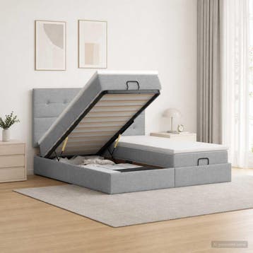 vidaXL Ottoman bed met matras met hoofdeinde 2 st Lichtgrijs, Verzenden, Nieuw
