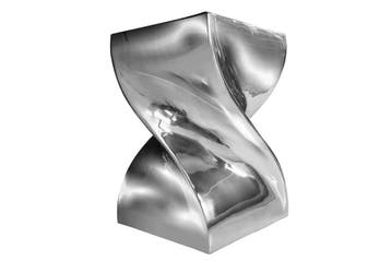 Sculpturale bijzettafel TWIST 30cm zilver gepolijst, Ophalen of Verzenden, Nieuw