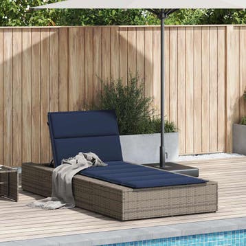 vidaXL Ligbed met zwevend kussen poly rattan grijs, Verzenden, Nieuw