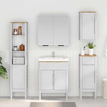 vidaXL Hoge badkamerkast FLORO Wit 35 x 30 x 160 cm Massief, Verzenden, Nieuw, (Half)hoge kast