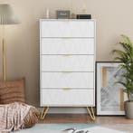 Commode - Dressoir - Ladekast - 60x34x110 cm - Wit - UEV, Verzenden, Zo goed als nieuw