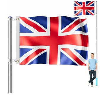 Vlaggenmast Aluminium 630cm incl Engeland/UK vlag, Verzenden, Nieuw