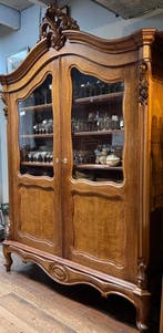 uitneembare antiek eiken kuifkast vitrinekast 236 cm hoog, Antiek en Kunst, Antiek | Meubels | Kasten, Ophalen of Verzenden