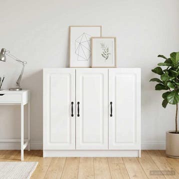 vidaXL Dressoir Hoogglans Wit 89 x 34,5 x 77 cm Bewerkt hout, Huis en Inrichting, Kasten | Dressoirs, Verzenden, Nieuw, Overige houtsoorten