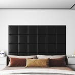 vidaXL Wandhoofdbord 12 pcs Zwart 30 x 30 cm Stof, Huis en Inrichting, Slaapkamer | Bedden, Verzenden, Nieuw, Zwart, Stof