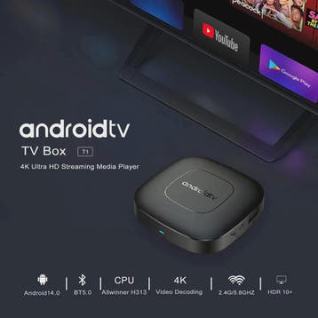 Android TV Box T1 Deluxe: 4K Streaming, Google Assistant & N, Verzenden, Nieuw