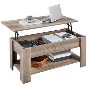 2dekans | Yaheetech Salontafel met Lift-Top – Grijs – 98 x, Ophalen of Verzenden, Zo goed als nieuw