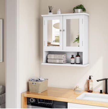 Witte Badkamer Spiegelkast – Wandkast met Open Vak, Huis en Inrichting, Kasten | Overige, Verzenden, Nieuw