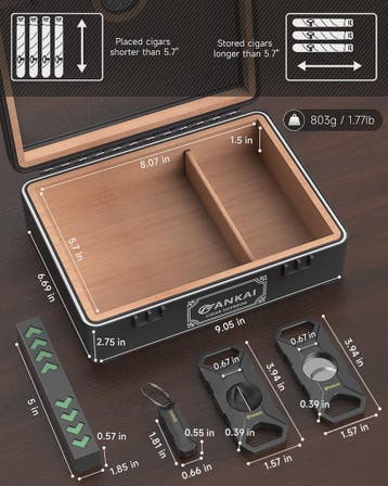 Luxe Glazen Sigaren Humidor met Hygrometer & Humidifier - Ce, Verzenden, Nieuw