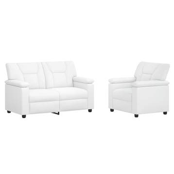 vidaXL Bankstel 2 pcs Wit Kunstleer, Huis en Inrichting, Verzenden, Nieuw, Leer, 150 tot 200 cm