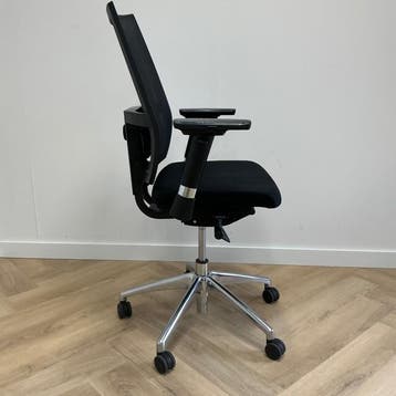 ergonomische bureaustoel + lendesteun, zwart - chroom, Ophalen of Verzenden, Ergonomisch, Gebruikt, Bureaustoel