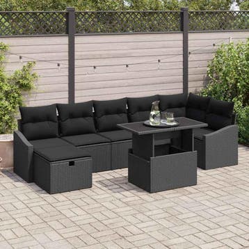 vidaXL Tuin Sofa Set 8 st poly rattan, Verzenden, Nieuw, Rotan, 8 zitplaatsen