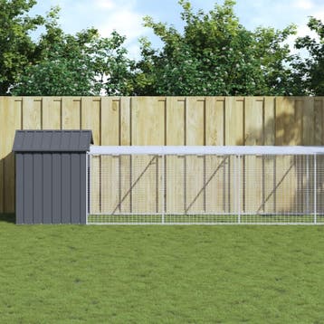 vidaXL Kippenhok met ren 117x609x123 cm gegalvaniseerd staal, Verzenden, Nieuw