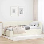 vidaXL Hoekbedframe Crème 90 x 190 cm Fluweel, Huis en Inrichting, Verzenden, Nieuw, Crème, Stof