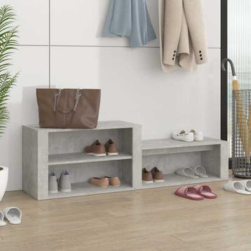 vidaXL Schoenenkast 150x35x45 cm bewerkt hout betongrijs, Verzenden, Nieuw