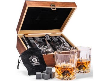 Veiling - Whisky set 8 Koelstenen en 2 Whiskey Glazen
