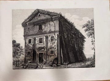 Luigi Rossini (1790-1857) - Veduta dellAntico Tempio, Antiek en Kunst